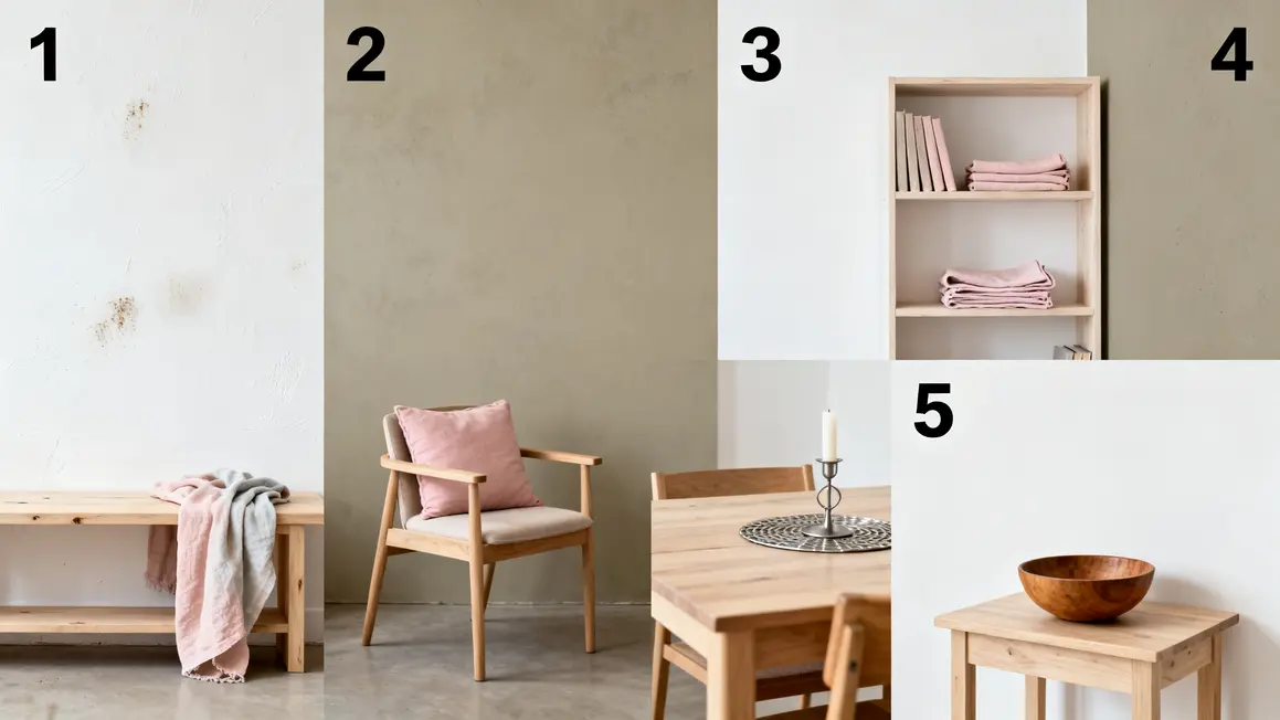 salon minimaliste : critères de choix vraiment utiles en petit budget 3 Salon minimaliste murs greige bois clair textiles lin coton