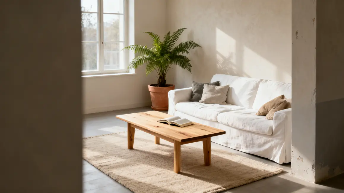 salon minimaliste : avantages, limites et alternatives 2 salon minimaliste epure sofa blanc table basse bois plante coin