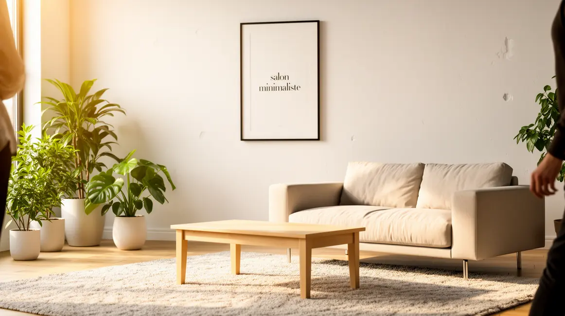 salon minimaliste : critères de choix vraiment utiles en petit budget 49 Salon minimaliste lumineux avec canape compact et plantes
