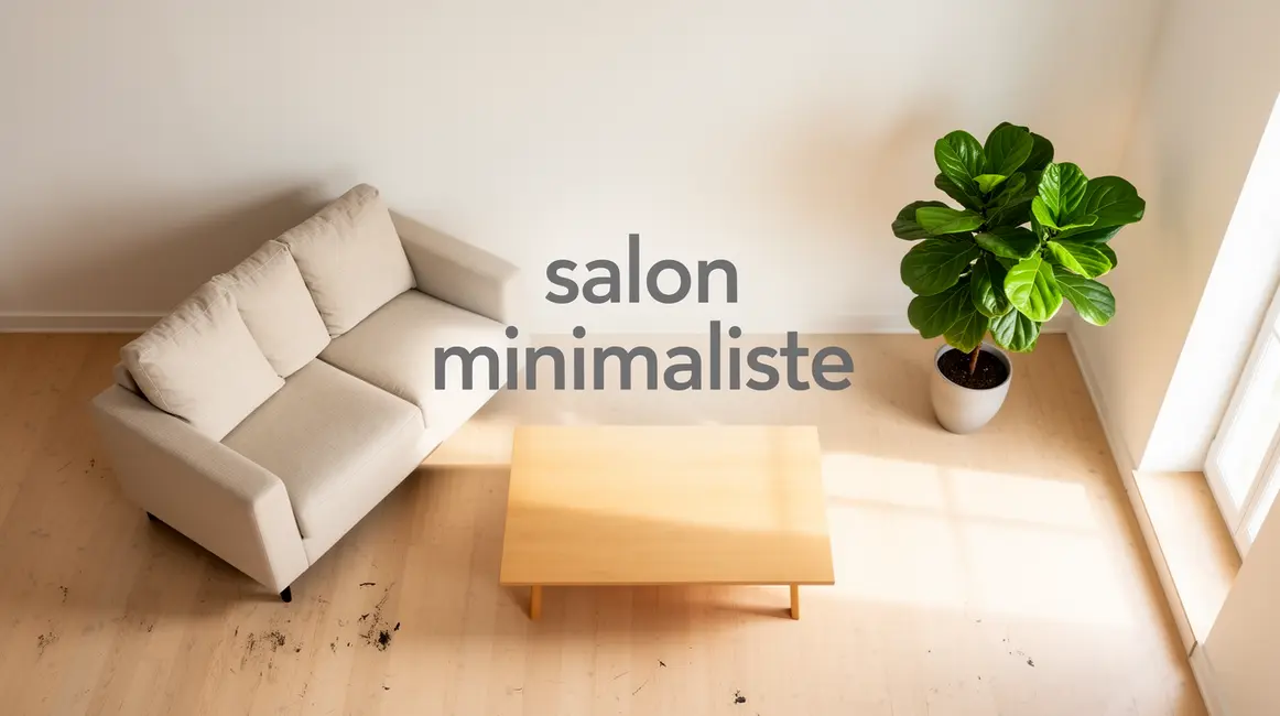 salon minimaliste : avantages, limites et alternatives 57 vue plongee salon minimaliste lumineux sofa beige table basse plante verte