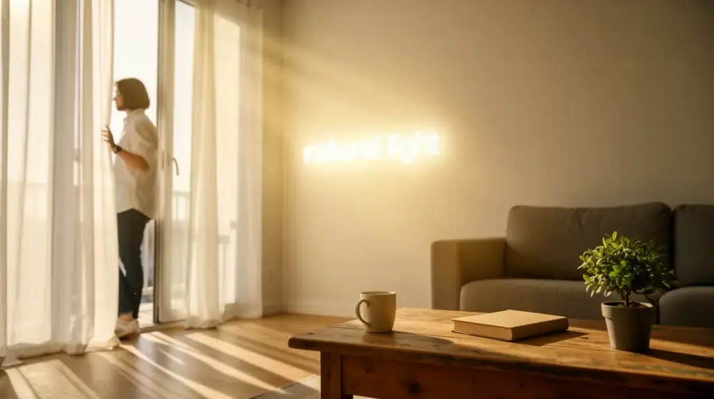 piece lumineuse murs clairs voilages blancs lumiere naturelle