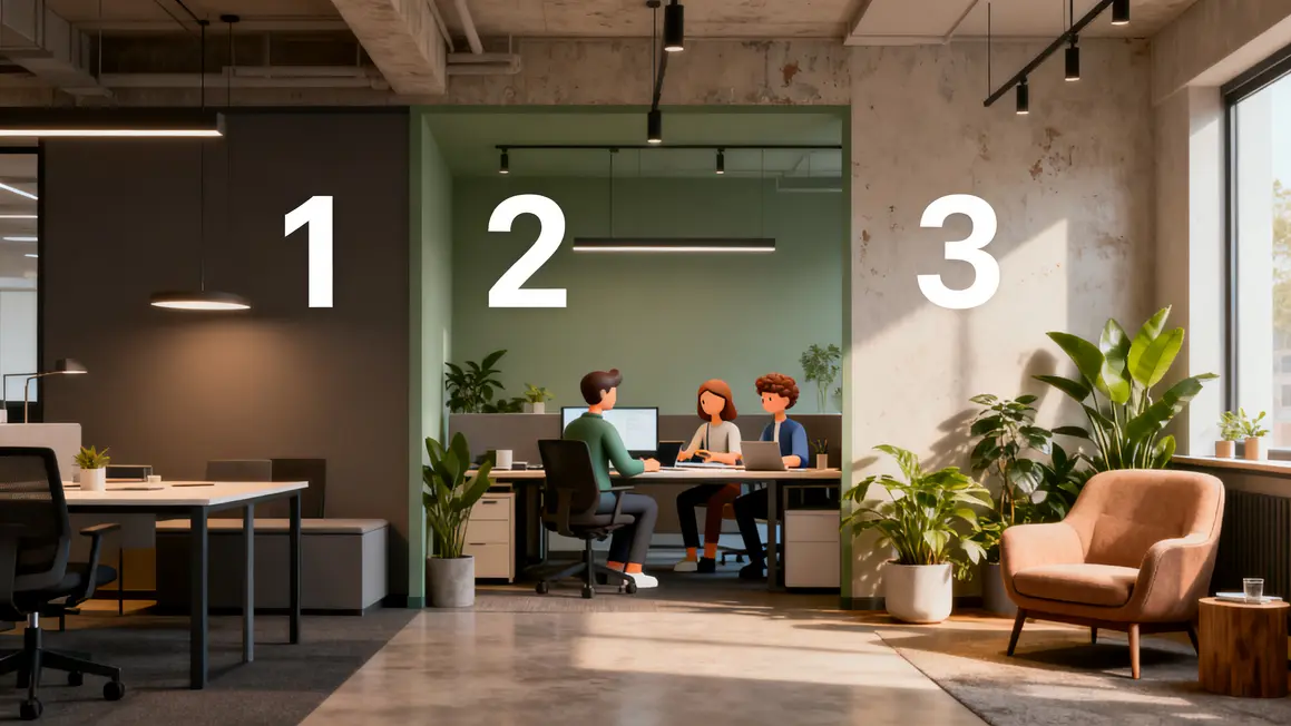bureau calme : priorités à vérifier en premier 3 zone concentration collaboration respiration bureau calme