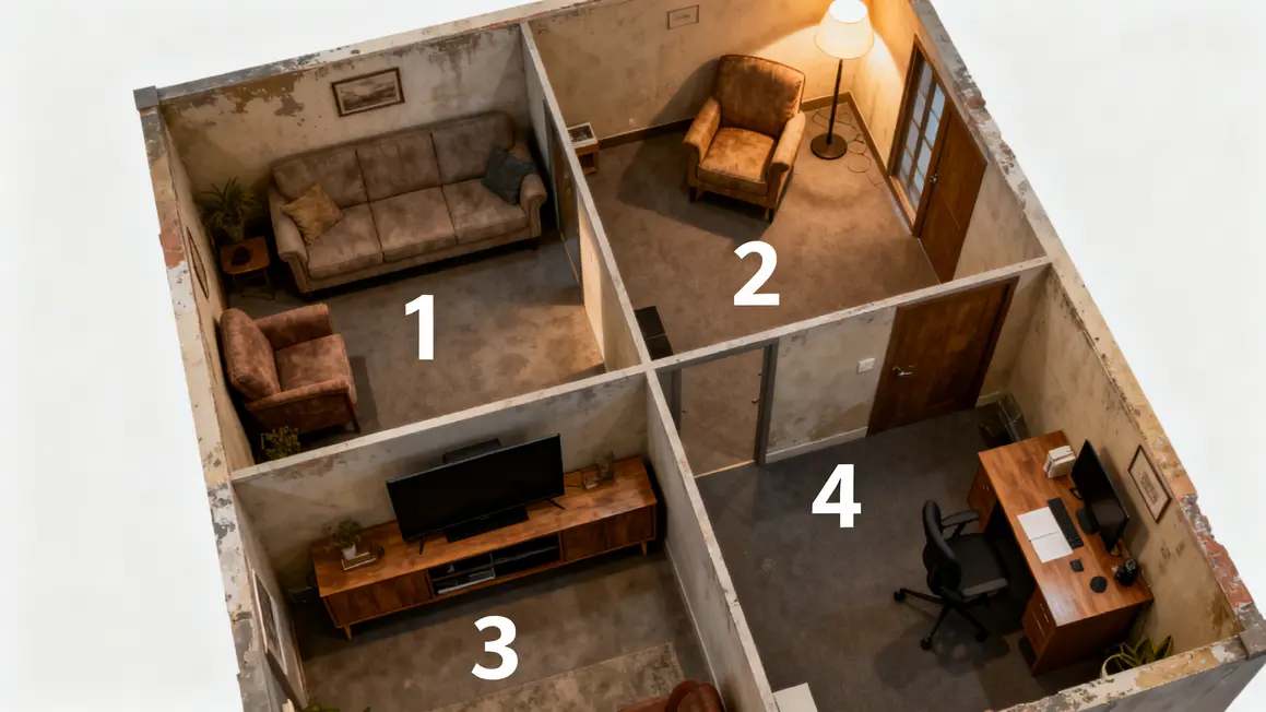 salon minimaliste : questions à se poser avant d’agir 2 Salon minimaliste divisé par fonctions