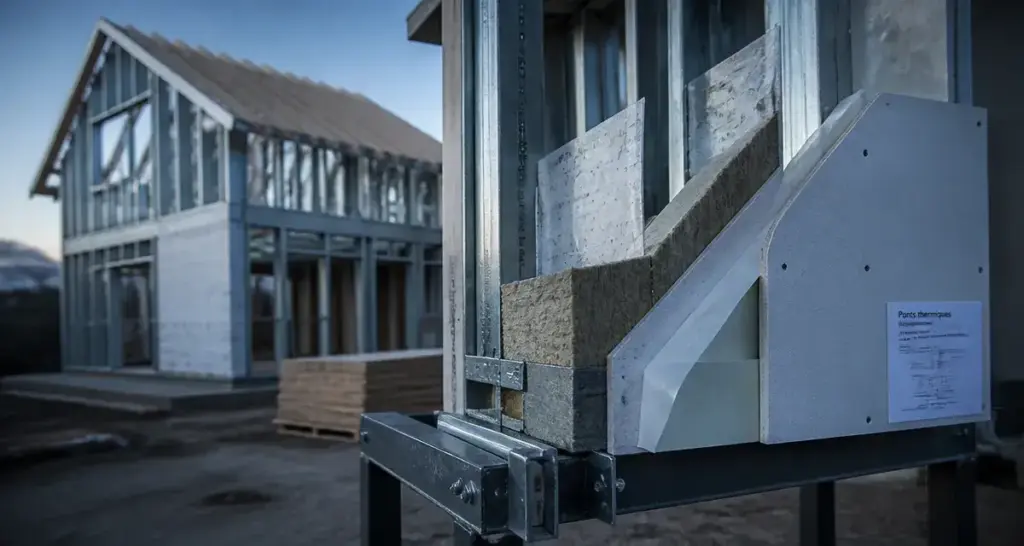 Ossature metallique maison : coupe isolation avec ponts thermiques
